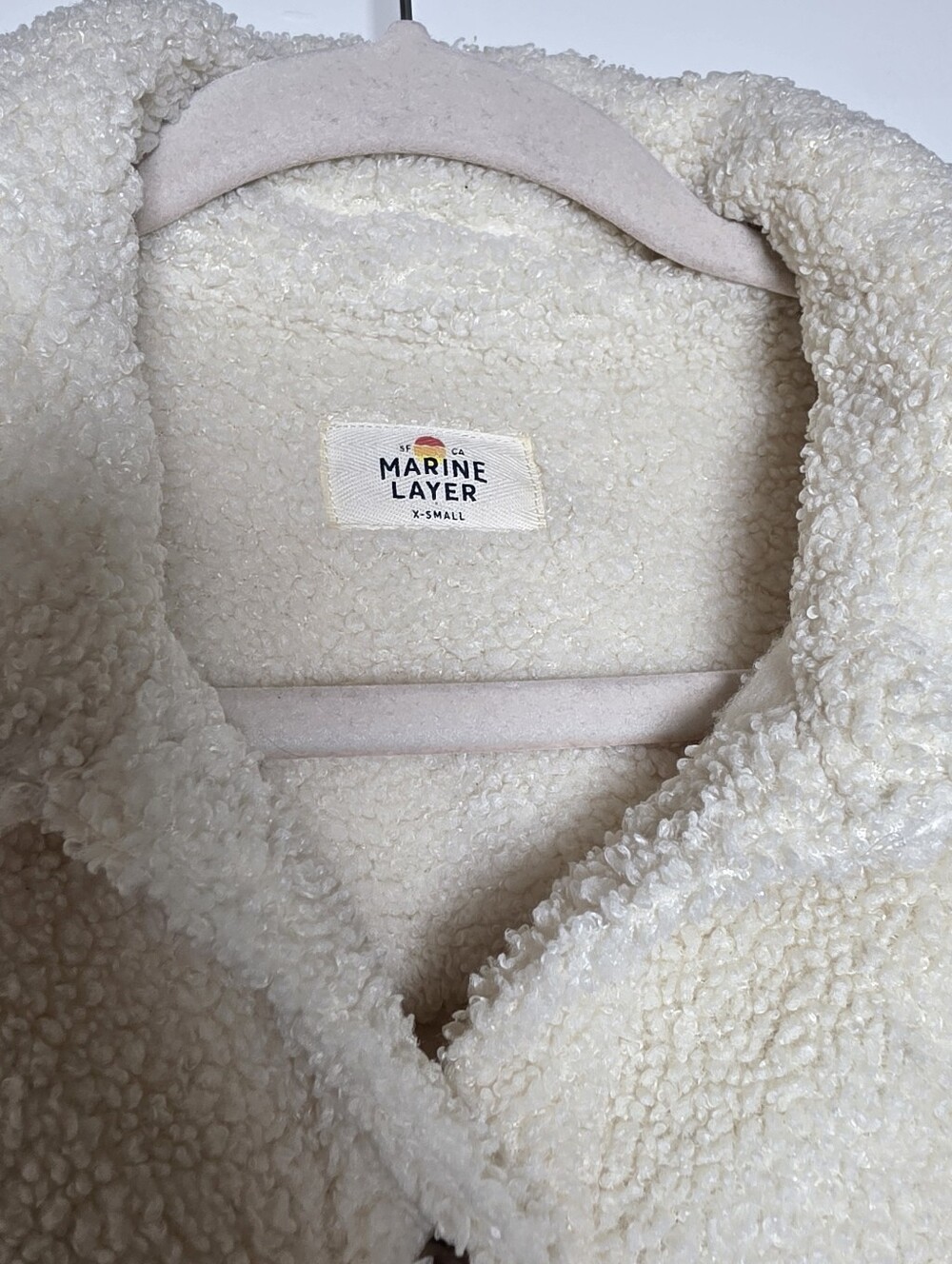 Marine Layer Cream Sherpa Teddy Fleece Jacket Shacket XS Cozy Oversized - Picture 6 of 12